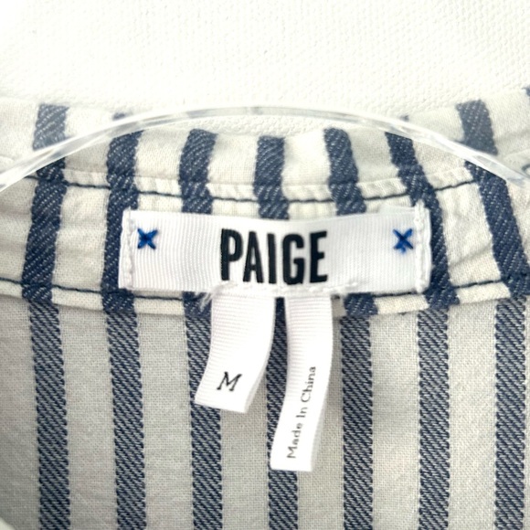 PAIGE Kadie Striped Button Up Shirt Top Blue White Long Sleeve Size Medium - Picture 3 of 16